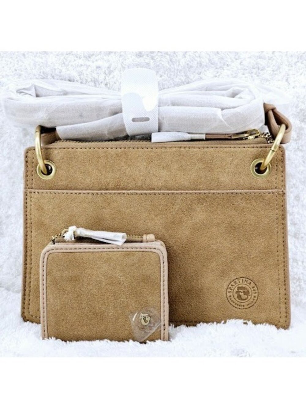 SPARTINA 449 Siren Carrie Putty Suede Leather Crossbody & La Petite Wallet NWT - Picture 4 of 16